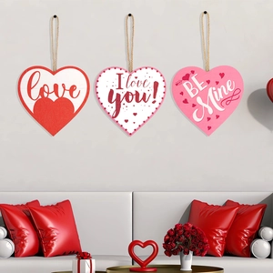 Valentine's Day Wooden Heart Hanging Sign Cupid Gnome Pattern Romantic Decorative Plaque For Wedding Party Home Wall Decoration Gift