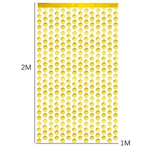 Goldener Folienvorhang mit lachenden Gesichtern für Party-Hintergrund 1m x 2m