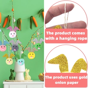 Colgantes conejo de Pascua de peluche con orejas brillantes para decoración de fiesta