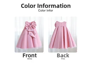 Front and back views of a pink girl's princess dress with silk bodice and mesh tutu