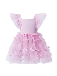 Toddler Baby Girl Butterfly Mesh Dress Romper Sleeveless Princess Tulle Tutu Bodysuit Pink Sweet Infant Boutique Clothing