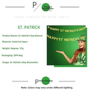 Bannière de la Saint-Patrick en papier pailleté avec texte festif et motifs de trèfles