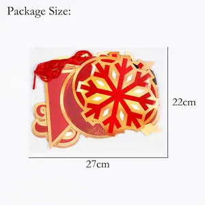 Detailansicht der rot-goldenen Weihnachts-Papierbanner in 22cm x 27cm Verpackung