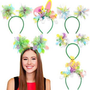 Diadema de Pascua Orejas de Conejo Pollito Huevo Oropel Tocado Niños Decoración de Fiesta Lindo Accesorios para el Cabello