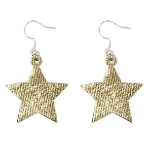 Glittery gold star earrings for 2026 New Year party with stylish silver metal hooks