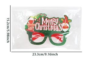 Detail view of Merry Christmas party glasses with dimensions 23.3cm width and 15.2cm height