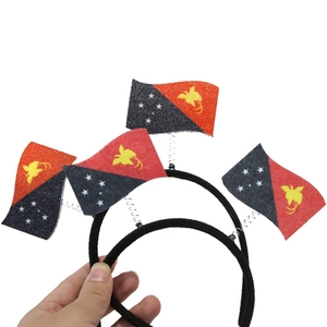 Détail du serre-tête drapeau Papouasie-Nouvelle-Guinée avec ressorts et paillettes