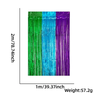 Driekleurig glittergordijn 1x2m achtergrond afmetingen en 57,2g gewicht details