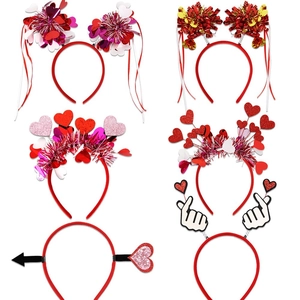 Serre-tête Cœur de la Saint-Valentin en Plastique et Feutre Décoration de Fête Romantique Paillettes Rouges Roses pour Célébration