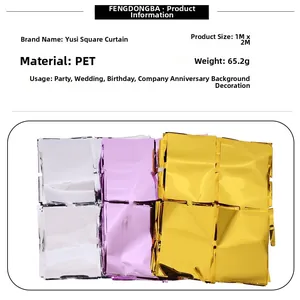 Macro-detail van PET-folie feestgordijn in roze, goud en zilver met metallic afwerking