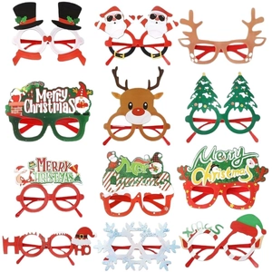 Lot de 12 lunettes de fête de Noël avec motifs Père Noël, renne et texte Merry Christmas