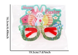 Close-up of Happy Easter felt party glasses with bunny and egg designs for kids costume