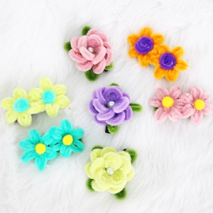 Handmade Plush Flower Hair Clips For Women Girls Birthday Party Photo Props Cute Simulation Floral Bobby Pins Festive Hair Accessories