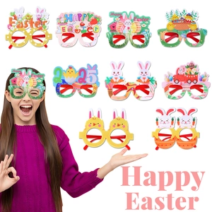 Easter Cartoon Rabbit Glasses Frame 2025 Party Decorations Chick Egg Pattern Photo Props Festive Holiday Accessories