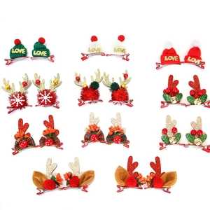 Lot de barrettes de Noël avec bois scintillants, bonnets LOVE et nœuds festifs