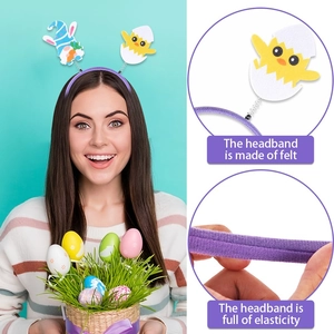 Serre-tête de Pâques avec gnome à oreilles de lapin et poussin sur bandeau violet