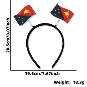 Serre-tête cœur drapeau Papouasie-Nouvelle-Guinée, dimensions 19,5cm sur 20,5cm
