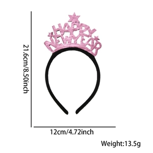Serre-tête de fête du Nouvel An dimensions 21,6 cm de hauteur et 12 cm de largeur rose