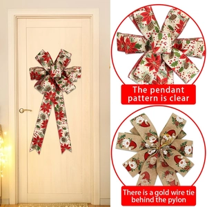 Christmas tree bow set with pine cones and gnomes for festive home decoration