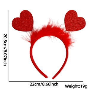Detail showing red glitter heart headband dimensions 22cm width and 20.5cm height