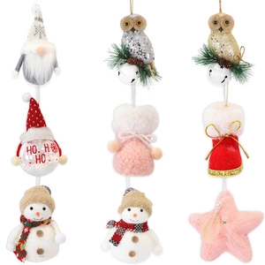 9-piece Christmas ornaments set with snowmen gnomes and plush stars for tree decor