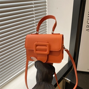 Women Minimalist PU Leather Crossbody Bag Fashion Square Buckle Shoulder Bag With Top Handle Small Square Handbag For Daily