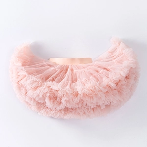 Detailed view of layered pink tutu skirt with soft mesh tulle and elastic waistband