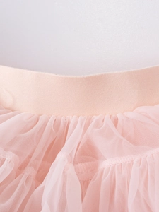 Pink cherry blossom tutu skirt for girls featuring layered mesh and elastic waistband