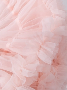 Pink multi-layered tulle tutu skirt for baby girls with soft pleated mesh fabric details
