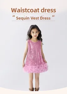 Detail view of pink sequined bodice and multi-layered mesh tutu skirt for girl's dress