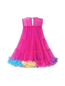 Robe tutu rose sans manches pour fille avec volants colorés pour la Saint-Valentin