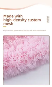 Macro detail of high-density pink tulle and soft cotton lining on a girl's tutu dress