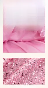 Detail of pink sequins and soft breathable fabric lining on girls' princess tutu dress