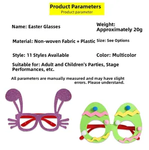 Easter party glasses featuring purple glitter bunny ears and green felt egg decorations