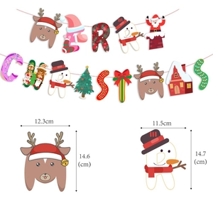 Detailed view of Merry Christmas banner characters with size measurements in centimeters
