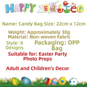 Easter candy bag details: non-woven fabric material, 22x12cm size, 30g lightweight design