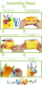 Step-by-step DIY assembly guide for a yellow Easter bunny felt gift bag with handle