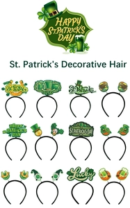 Détail de 12 serre-têtes de la Saint-Patrick avec trèfles et pièces d'or festives