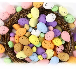 Easter bird nest with colorful speckled foam eggs for festive DIY decoration and crafts