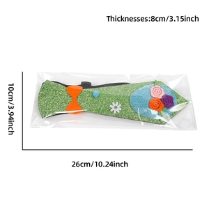 Easter green sequin tie with floral decor and bow, size 26x10cm for festive party outfits