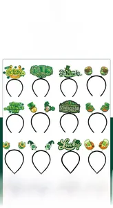 Lot de 12 serre-têtes Saint-Patrick avec trèfles verts et chapeaux de leprechaun