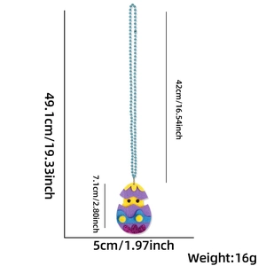 Easter cartoon beaded necklace with colorful chick pendant for festive party supplies
