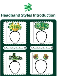 Quatre serre-têtes de la Saint-Patrick avec trèfles et chapeaux incluant les dimensions