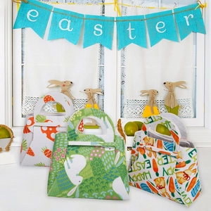 Easter felt gift bags with cartoon rabbits and carrots for festive party favors