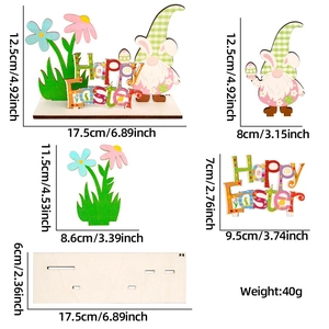 DIY colorful wooden Happy Easter gnome tabletop decoration with green grass base