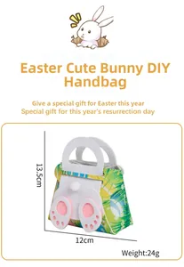 Detailed size view of Easter felt gift bag showing dimensions 12cm by 13.5cm and 24g weight