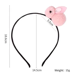 Detail view of plush bunny headband with dimensions and weight for Easter costume