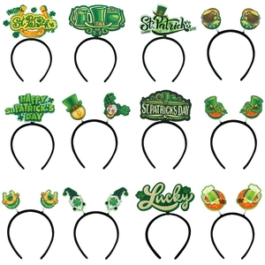 Serre-tête Trèfle Vert pour la Saint-Patrick Accessoire de Coiffure pour Fête Irlandaise Chapeau de Farfadet Pièce d'Or Fer à Cheval Décoration de Costume pour Femmes Hommes