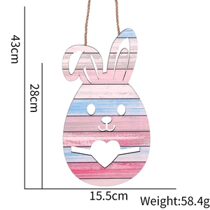 Detailed size specifications of striped wooden Easter bunny hanging door decoration