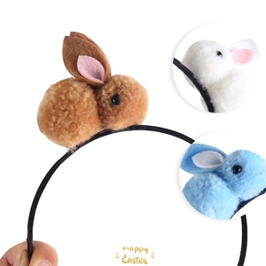 Cute plush Easter bunny headband with 3D fuzzy rabbits for kids hair accessories
